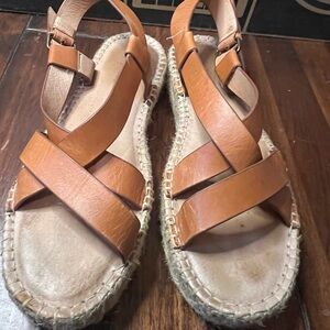 Madewell Tan Leather Espadrille Sandals